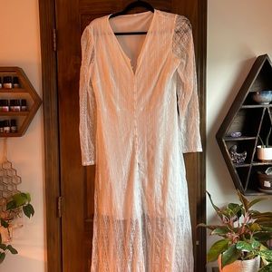 White Lacey Maxi Dress Bridal Beqch Wedding Boho Casual